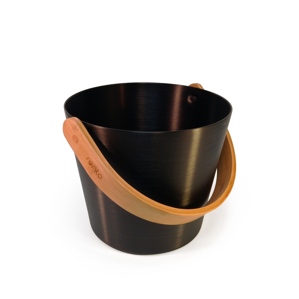 Rento Alum. Sauna Bucket,  Brown/Blk w/bent handle