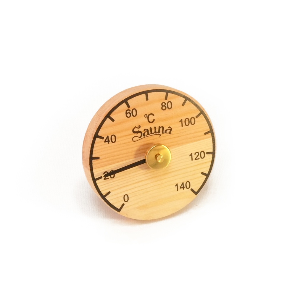 [100-TBP] Sawo Pine Sauna Thermometer: Round