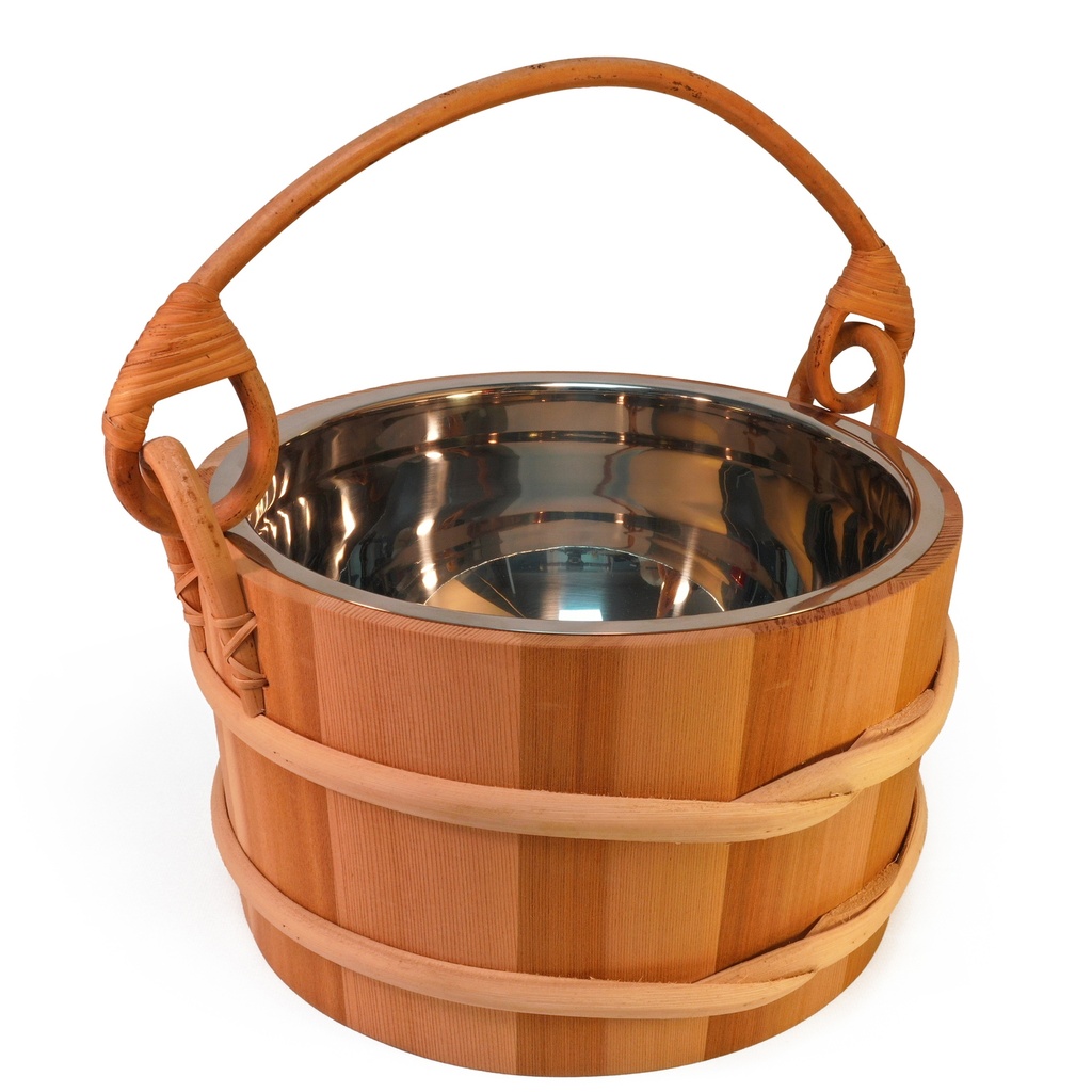 Sawo 5L Cedar Sauna Bucket with Rattan Handle & Stainless Steel Insert