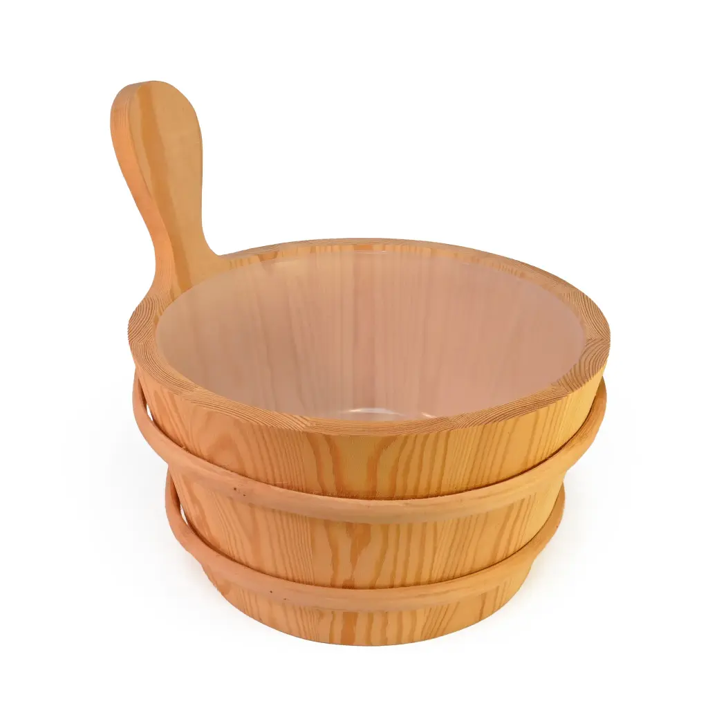 [340-D] Sawo Wooden Pail with 4L Plastic Liner, Cedar