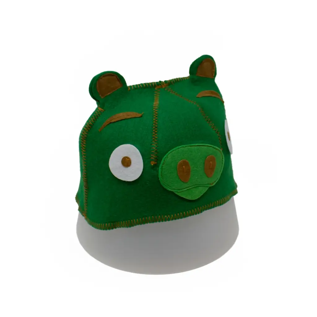 [A-257-Dark] Sauna Hat - Pig (Dark Green)