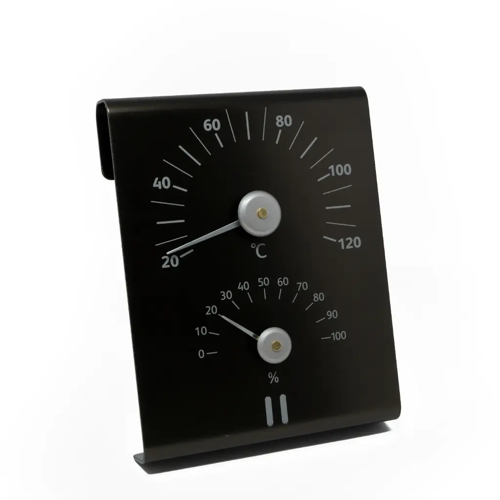 [630608] Rento Sauna Aluminum Thermometer and Hygrometer (Black)